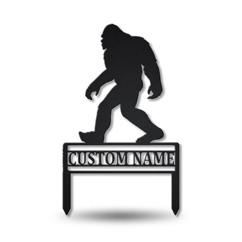 Personalized Bigfoot Metal Yard Art Custom Bigfoot Metal Name Sign