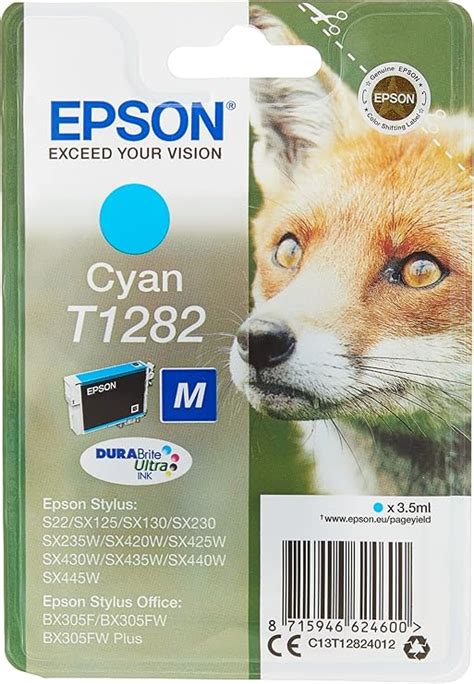 Epson T1282 Renard Cyan Cartouche D Encre D Origine S22 SX125 SX130