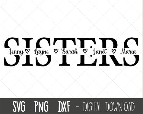 Sister Svg Sibling Svg Sister Split Name Frame Svg Sister Etsy Hong Kong