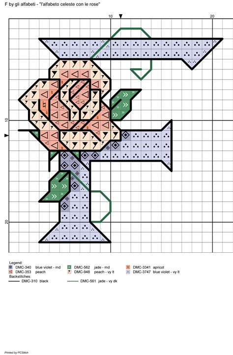 Alfabeto Celeste Con Le Rose F Rose Cross Stitch Pattern Cross Stitch