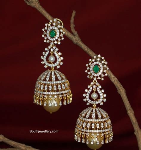 Diamond And Emerald Jhumkas Indian Jewellery Designs