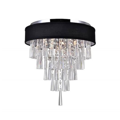 Cwi Lighting Franca 4 Light Drum Shade Flush Mount With Chrome Finish 5523c16c Black The