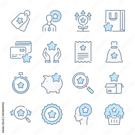 Loyalty program related blue line colored icons. Customer reward ...