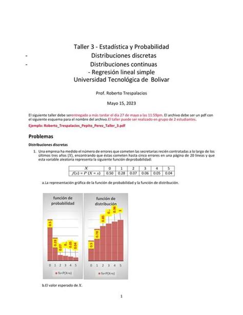 Taller De Estad Stica Y Probabilidad Tustrabajos Co Udocz