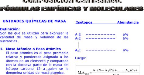 Unidades Qu Micas De Masa Teoria De Preparatoria De Preuniversitarios