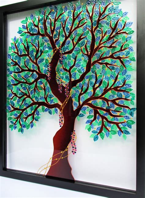 Arbre Art 22x18 Peinture Sur Verre Boho Décor Décor Mural Etsy