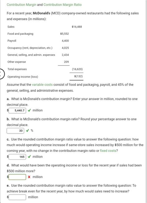 Solved Contribution Margin And Contribution Margin Ratio For Chegg