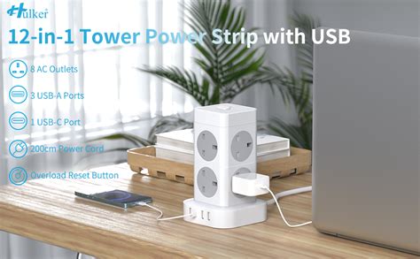 Hulker M Tower Extension Lead With Usb C Way Usb Vertical Power