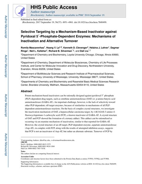 PDF Selective Targeting By A Mechanism Based Inactivator Against PLP