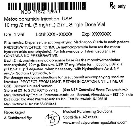 Metoclopramide Metoclopramide Hydrochloride Injection