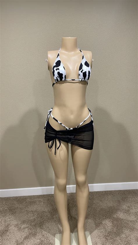 Cow Print Bikini Set Bikini Set Stripper Outfit Pole Dancer Dancer Outfit Stripper Clothes