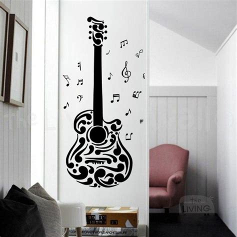 Vinilos Decorativos Vinil Para Pared Guitarra Nota Musical Home Decor