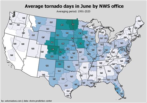 Annual And Monthly Tornado Day Averages By Nws Forecast Area