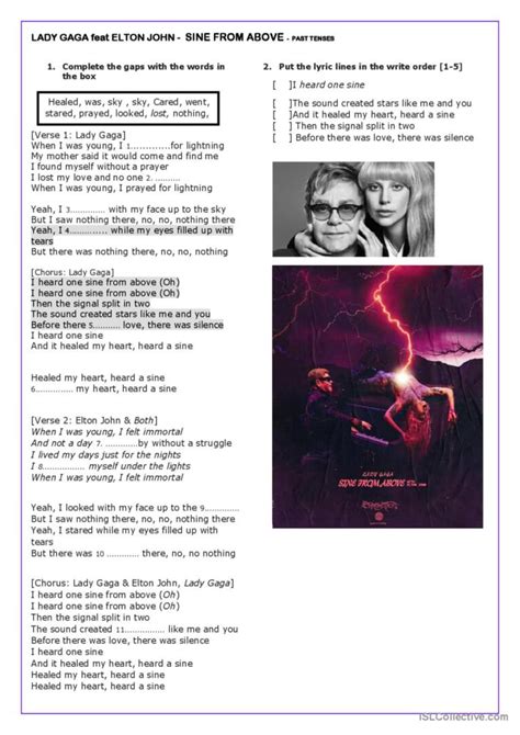 Lady Gaga Sine From Above Song G English Esl Worksheets Pdf And Doc