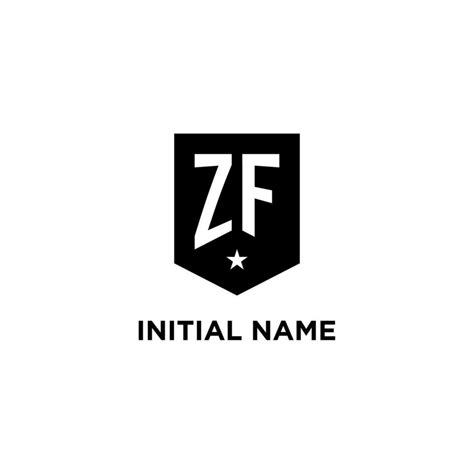 Zf Monogram Initial Logo With Geometric Shield And Star Icon Design Style 24802491 Vector Art At