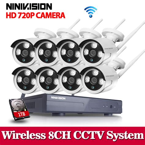 NINIVISION Plug Play 8CH Wireless NVR Surveillance System 1TB HDD P2P