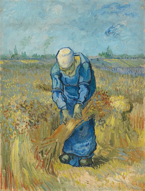 Vincent Van Gogh Peasant Woman Binding Sheaves After Millet Van