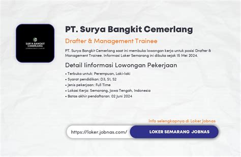 Lowongan Kerja Drafter Management Trainee