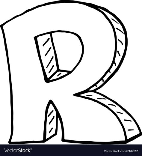 English Alphabet Hand Drawn Letter R Royalty Free Vector