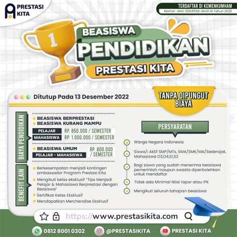 Beasiswa Pendidikan Prestasi Kita Kemahasiswaan