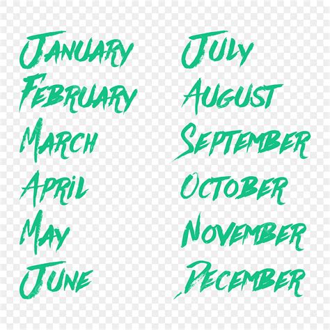 Months Lettering Vector Art Png Month Name Lettering Png August