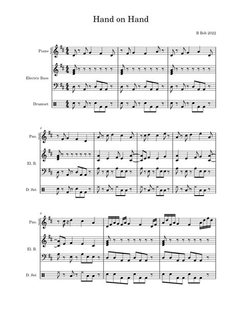 Hand And Hand Sheet Music For Piano Bass Guitar Drum Group Mixed Trio