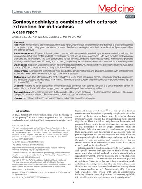 Pdf Goniosynechialysis Combined With Cataract Extraction For