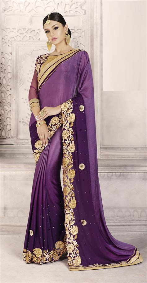 Party Wear Purple Color Saree