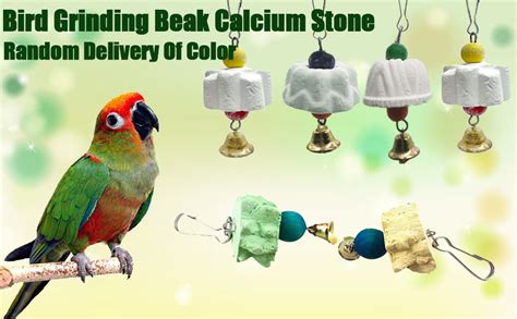 Bird Grinding Beak Calcium Stone With Bell Rat Mineral Lava Block Trimming Teeth