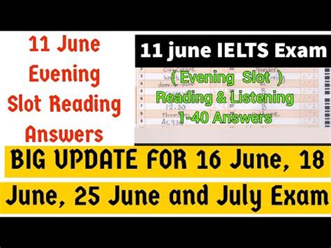 June Ielts Exam Reading Answers Evening Slot June Ielts Exam