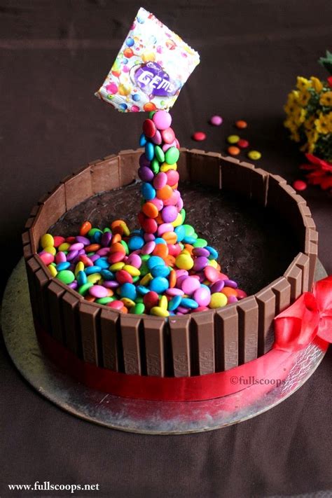 How To Make A Gravity Defying Cake Kit Kat Mandm Gems Cake ~ Full Scoops