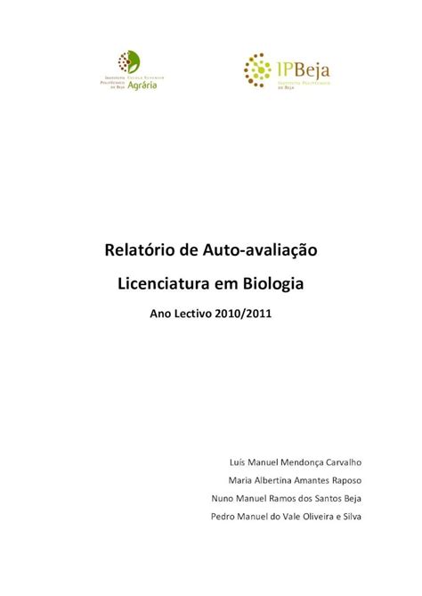 Pdf Relat Rio De Auto Avalia O Licenciatura Em Biologia De