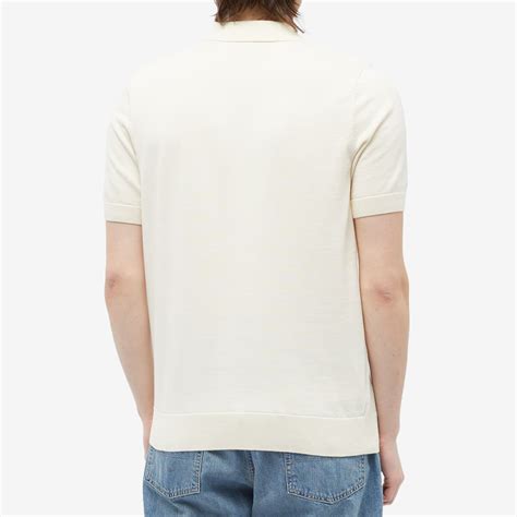 Fred Perry Tonal Panel Knitted Polo Ecru End Kr