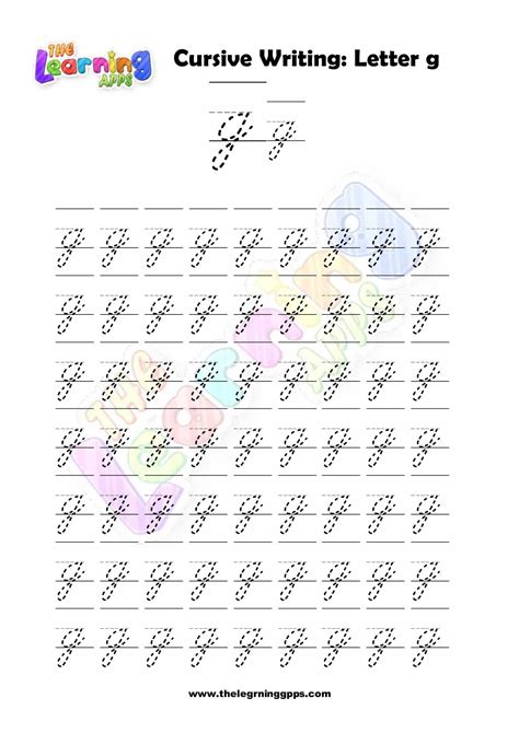 Free Printable Cursive Letter G Writing Grade 1 Worksheets