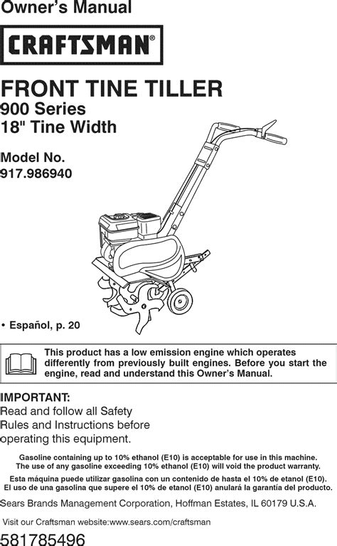 Craftsman 917986940 1211098l User Manual Tiller Manuals And Guides