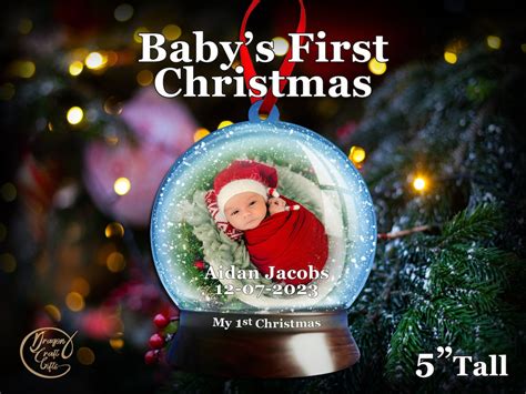 Baby S First Christmas Snow Globe Photo Ornament Personalized Photo