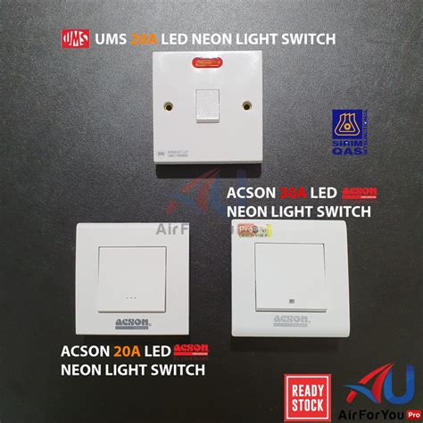 UMS ACSON 20A 30A 250V AC DP Flush Switch With Neon Indicator Aircon