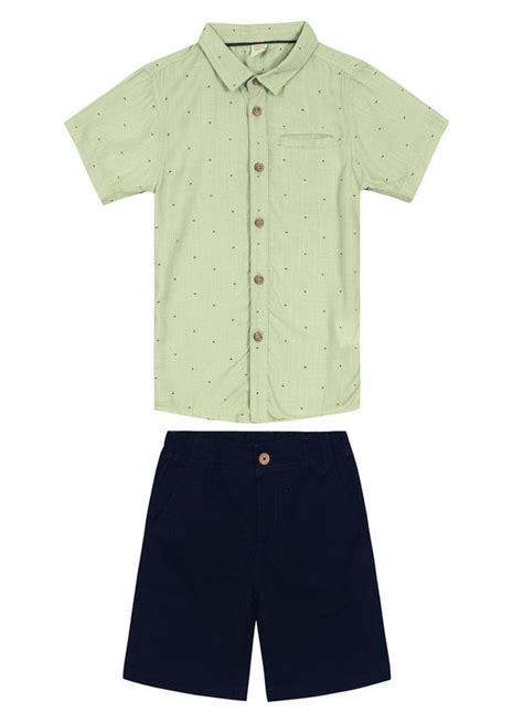 Conjunto Infantil Estampa De Bolinhas Verde Trick Nick