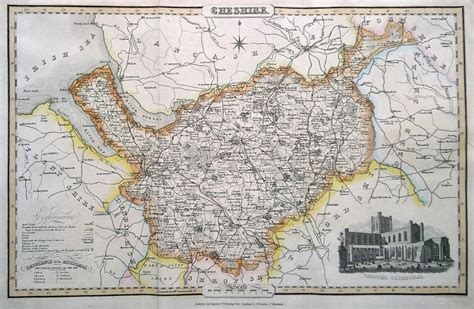 Early 19th Century Antique Map Of Cheshire By James Pigot