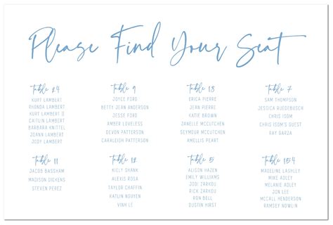 The Hanna Seating Chart – Ledgewood Fine Stationery