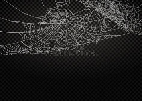 Collection Of Cobweb Isolated On Black Transparent Background Stock