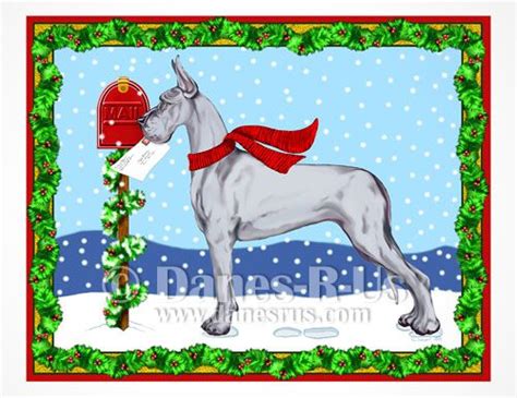 Great Dane Mail Blue Christmas Greeting Cards From This