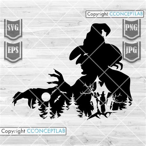 Witch Scene Svg Halloween Scene Svg Halloween Clipart Inspire