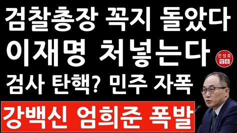 긴급 이원석 검찰총장 방금 이재명에 충격 발언 민주 강백신 엄희준 검사 등 탄핵에 격노 진성호의 융단폭격 Youtube