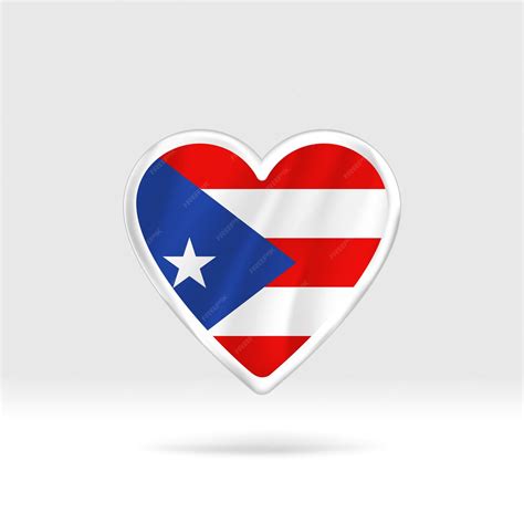 Corazón De La Bandera De Puerto Rico Corazón De Botón Plateado Y Plantilla De Bandera Fácil