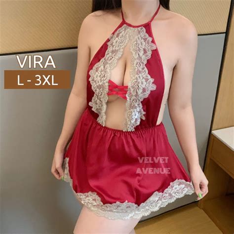 Jual Lingerie Seksi Silk Vira Bigsize XL XXL Jumbo Renda Cantik Velvet Avenue Shopee Indonesia