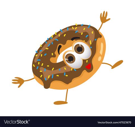 Funny Donut With Eyes On White Background Vector Image