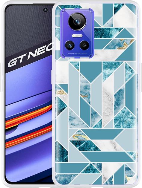 Realme GT Neo 3 Hoesje Blauw Marmer Patroon Designed By Cazy Bol