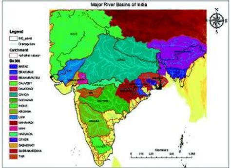 Map Showing Drainage Basins Of India Note Drainage Basin Area Of The