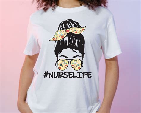 Messy Bun Nurse Life Svg Png Dxg Nursing Clip Art For Funny Etsy Uk